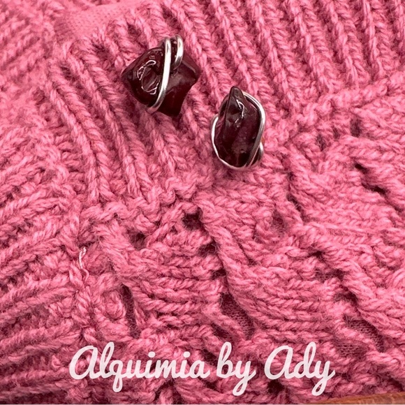 Mookaite jasper cherry vibes studs bohemian earrings - Picture 1 of 1